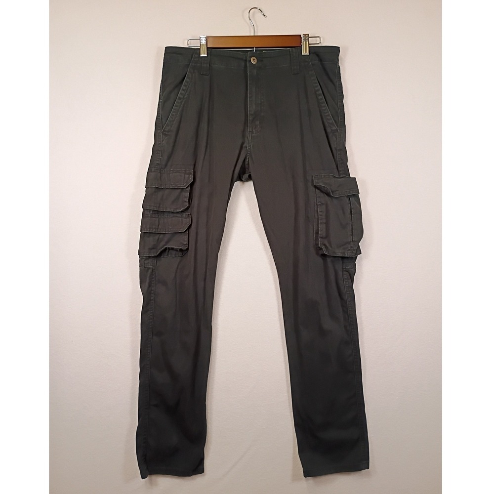 Gorpcore Wrangler Mens 34x32 Charcoal Grey Regular Taper Stretch Cargo Pants